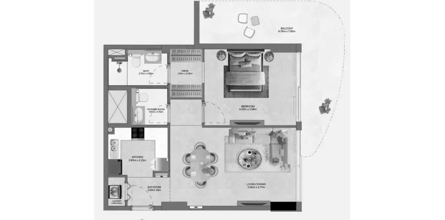 Appartement à Hermina by Casagrand à Dubai, 1 chambre, 88.54 m², № 109679