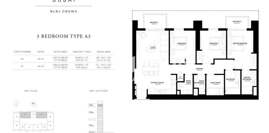 Appartement à Burj Crown, Downtown Dubai (Downtown Burj Dubai), Dubai, 3 chambres, 125.976 m², № 63649