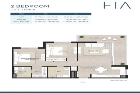 Appartement à FIA RESIDENCE à Town Square, Dubai, 2 chambres, 110 m², № 97374 - photo 10