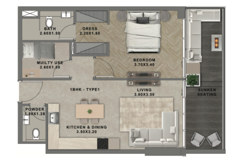 Apartamento en Al Furjan, Dubai, 1 dormitorio, 74 m², № 92548 - foto 2