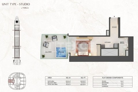 Купить квартиру в Дубае: студию, 37м², № 59240 - фото 27